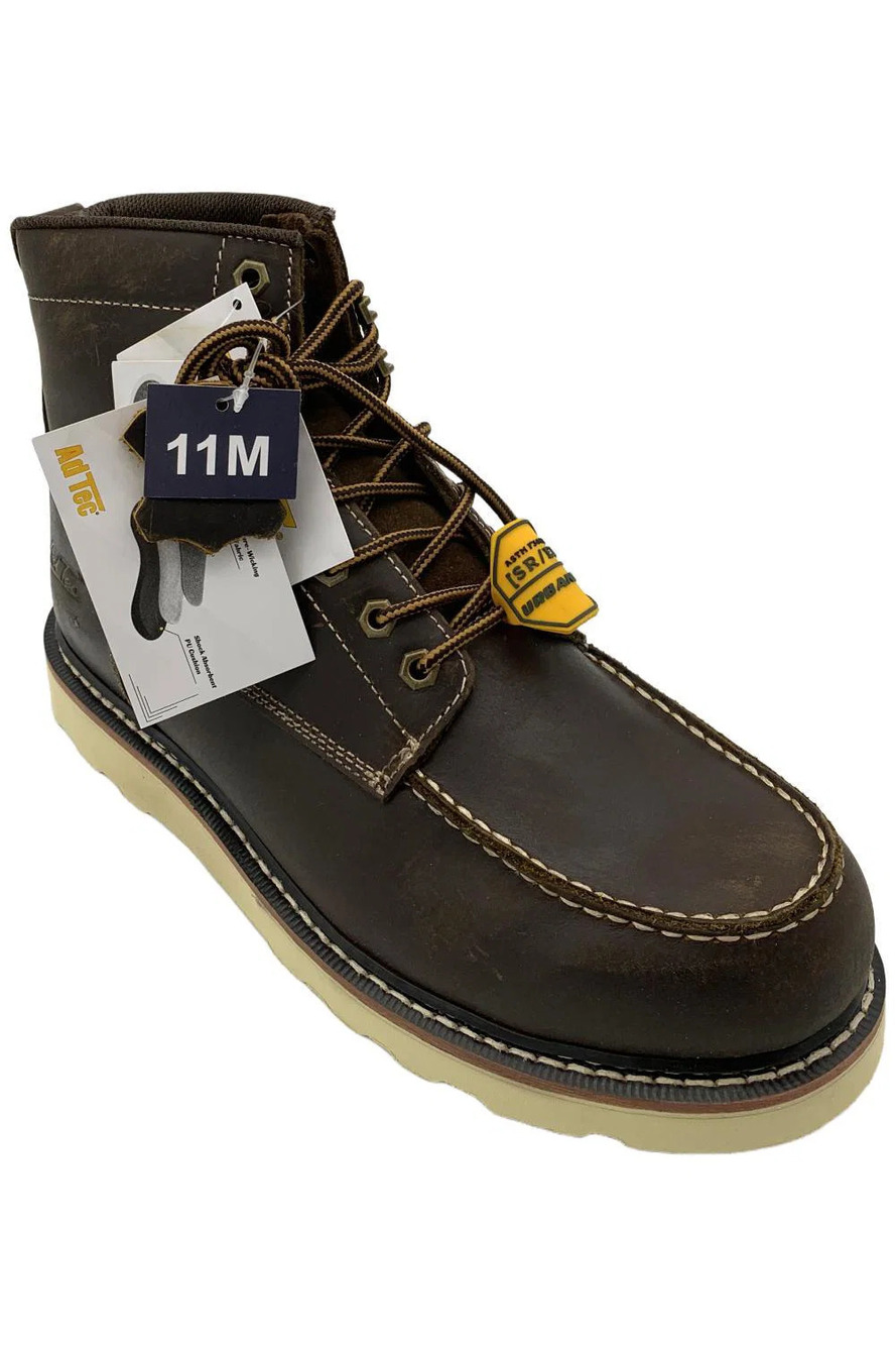 AdTec Men's Rancho Leather Safety Toe Work Boots Brown - Medium
